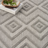 9' X 12' Gray and Silver Indoor Outdoor Area Rug