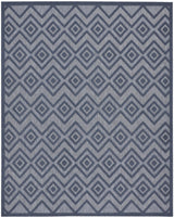 8' X 10' Navy Blue Geometric Flatweave Area Rug