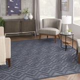 8' X 10' Navy Blue Geometric Flatweave Area Rug