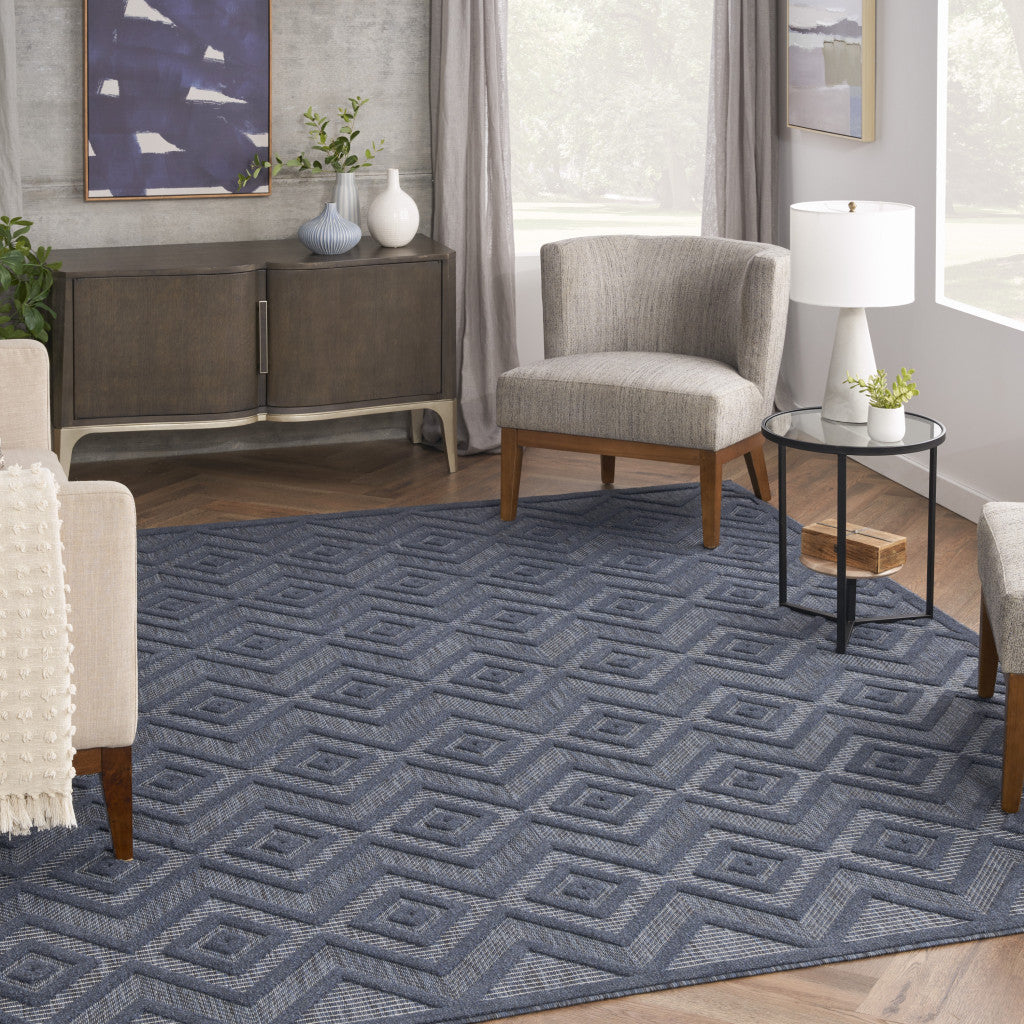 9' X 12' Navy Blue Indoor Outdoor Area Rug