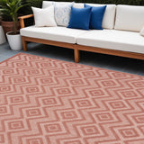 7' X 10' Coral Orange Indoor Outdoor Area Rug