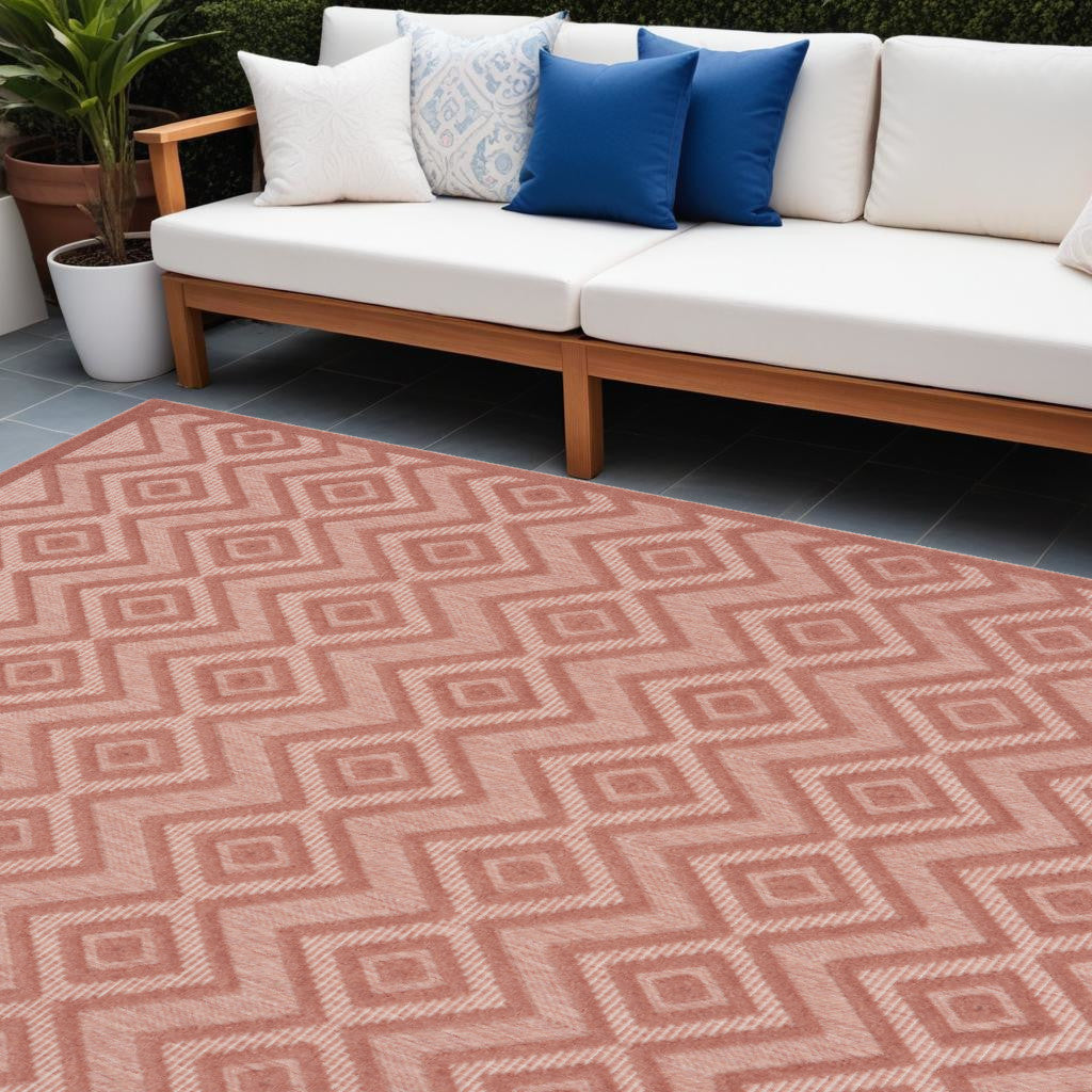 8' X 10' Coral Orange Indoor Outdoor Area Rug