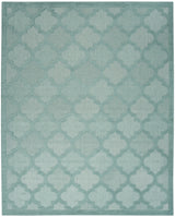 7' X 10' Aqua Geometric Flatweave Area Rug