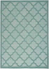 6' X 9' Aqua Geometric Flatweave Area Rug