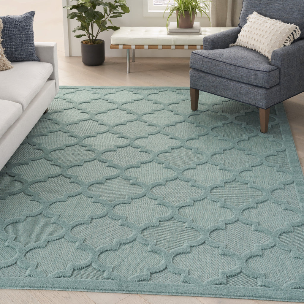 9' X 12' Aqua Indoor Outdoor Area Rug