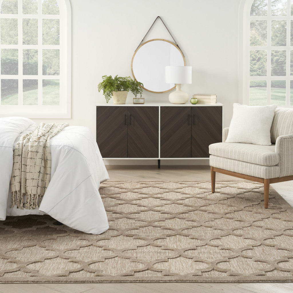 7' X 10' Beige Indoor Outdoor Area Rug