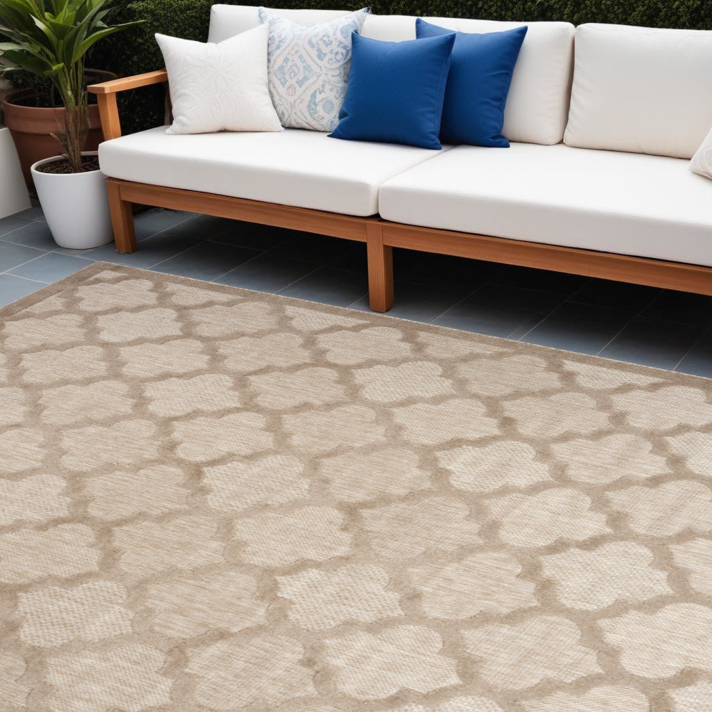 9' X 12' Beige Indoor Outdoor Area Rug