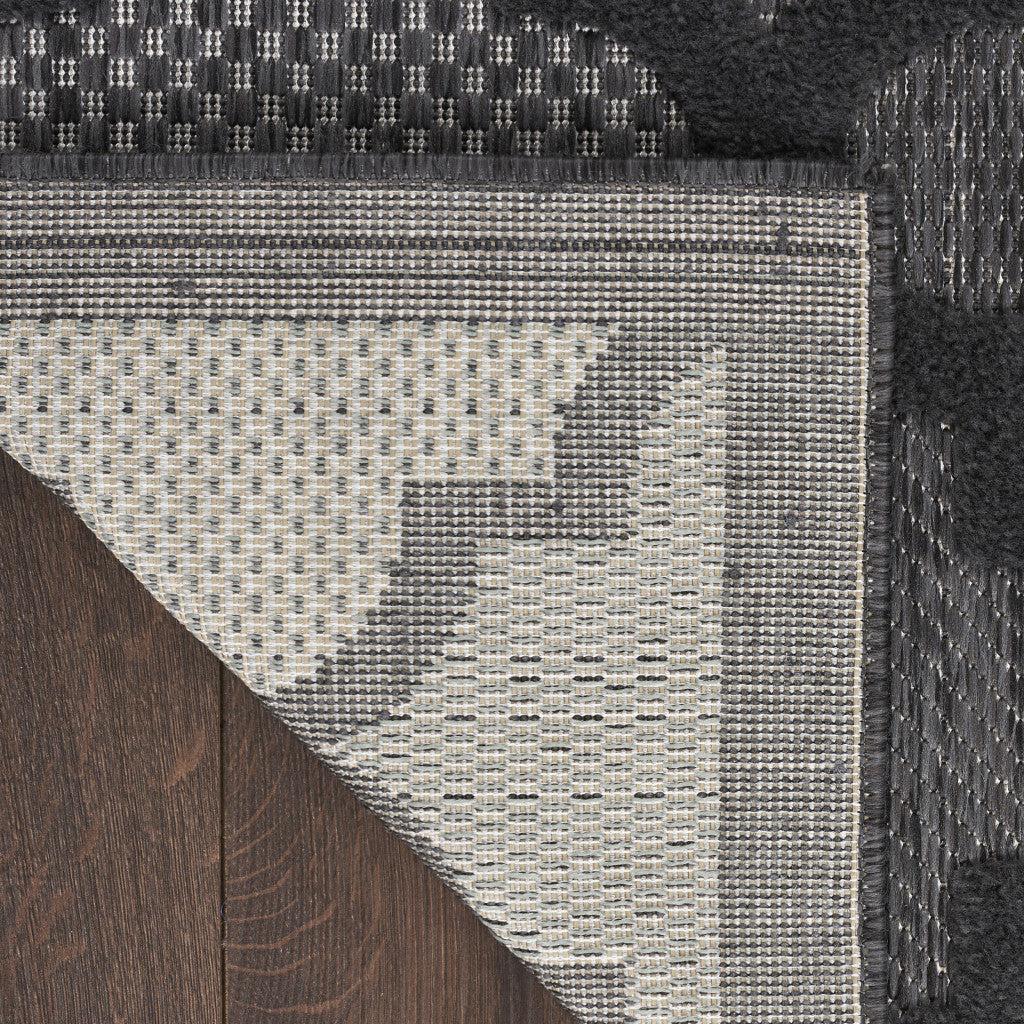 6' X 9' Charcoal and Gray Indoor Outdoor Area Rug