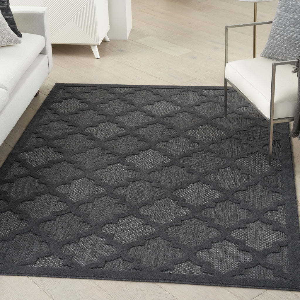 6' X 9' Charcoal and Gray Indoor Outdoor Area Rug