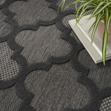 8' X 10' Black Geometric Flatweave Area Rug