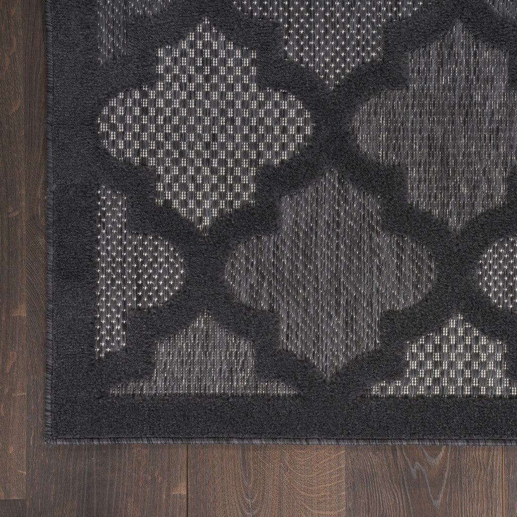 7' X 10' Black Geometric Flatweave Area Rug