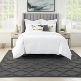 7' X 10' Black Geometric Flatweave Area Rug