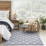 6' X 9' Blue Geometric Flatweave Area Rug