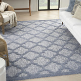 8' X 10' Blue Geometric Flatweave Area Rug