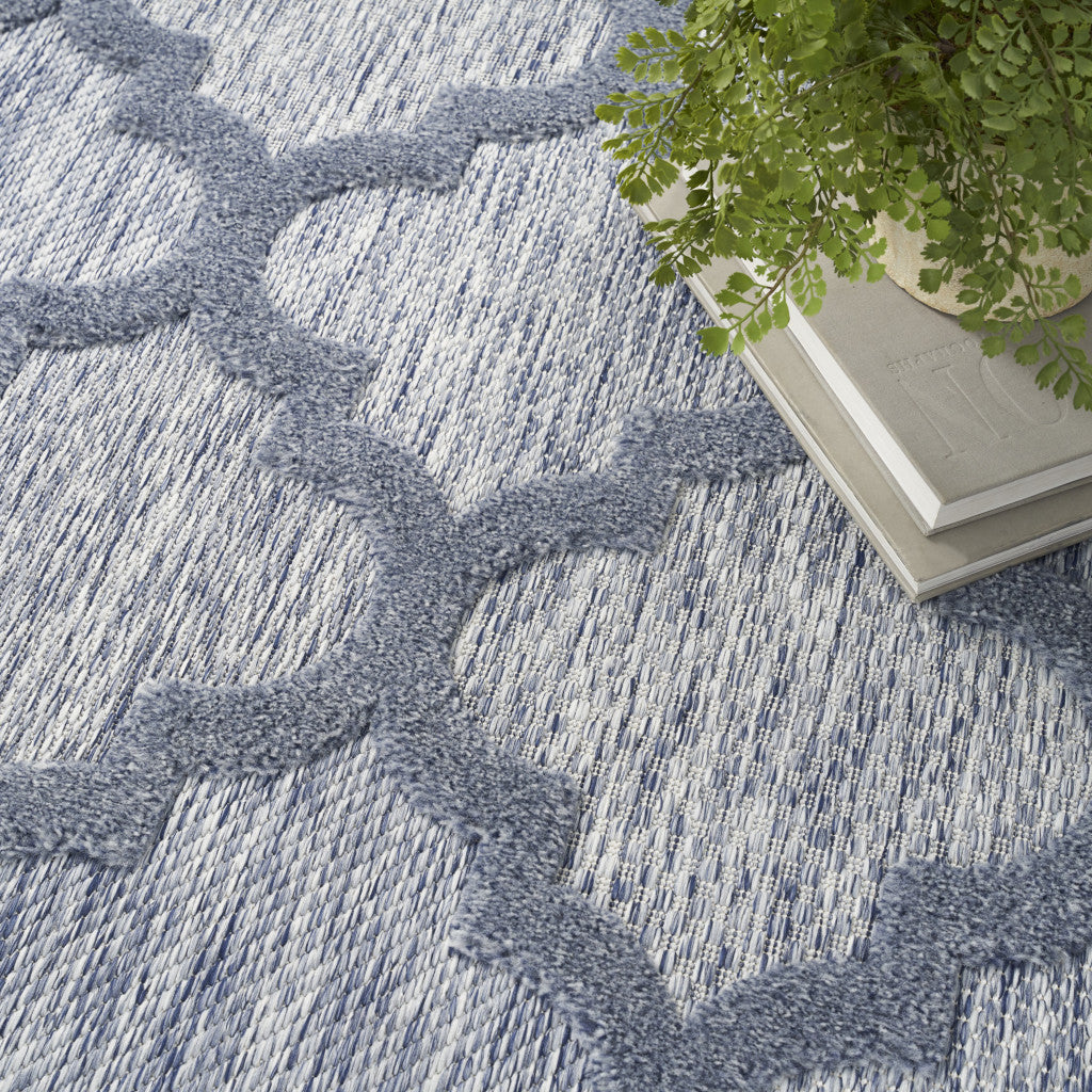 9' X 12' Denim Blue Indoor Outdoor Area Rug