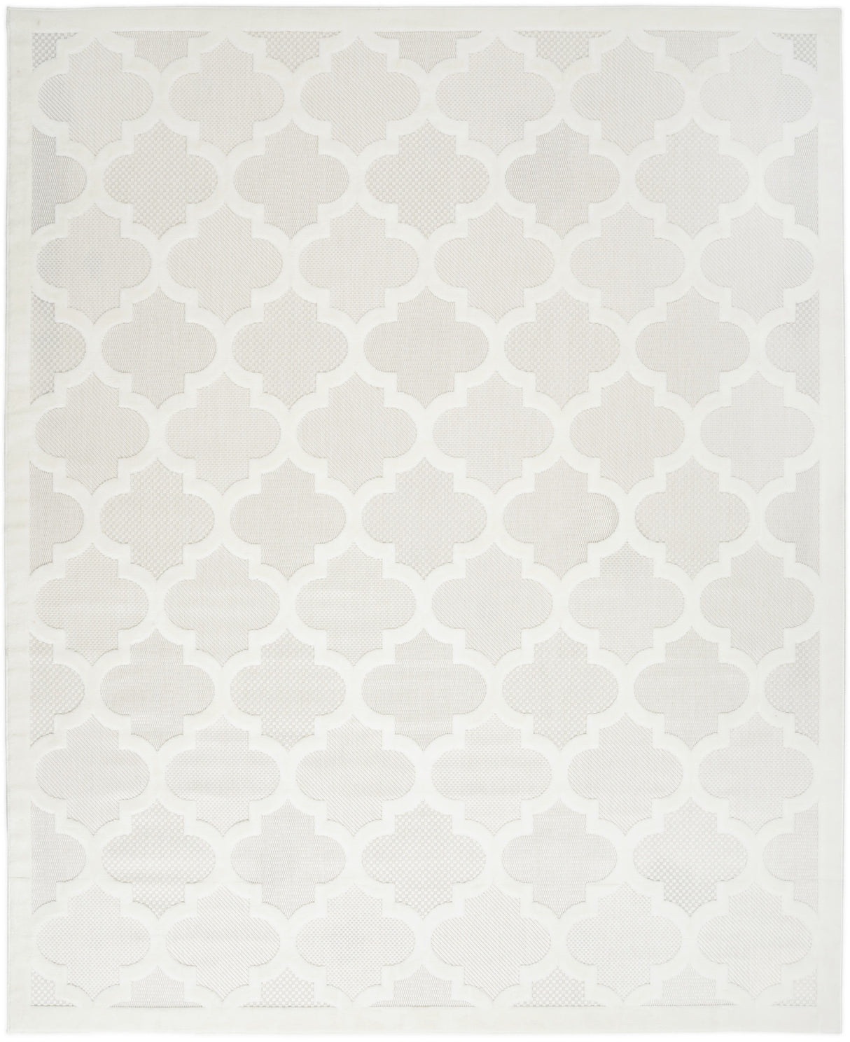 7' X 10' Ivory and White Indoor Outdoor Area Rug