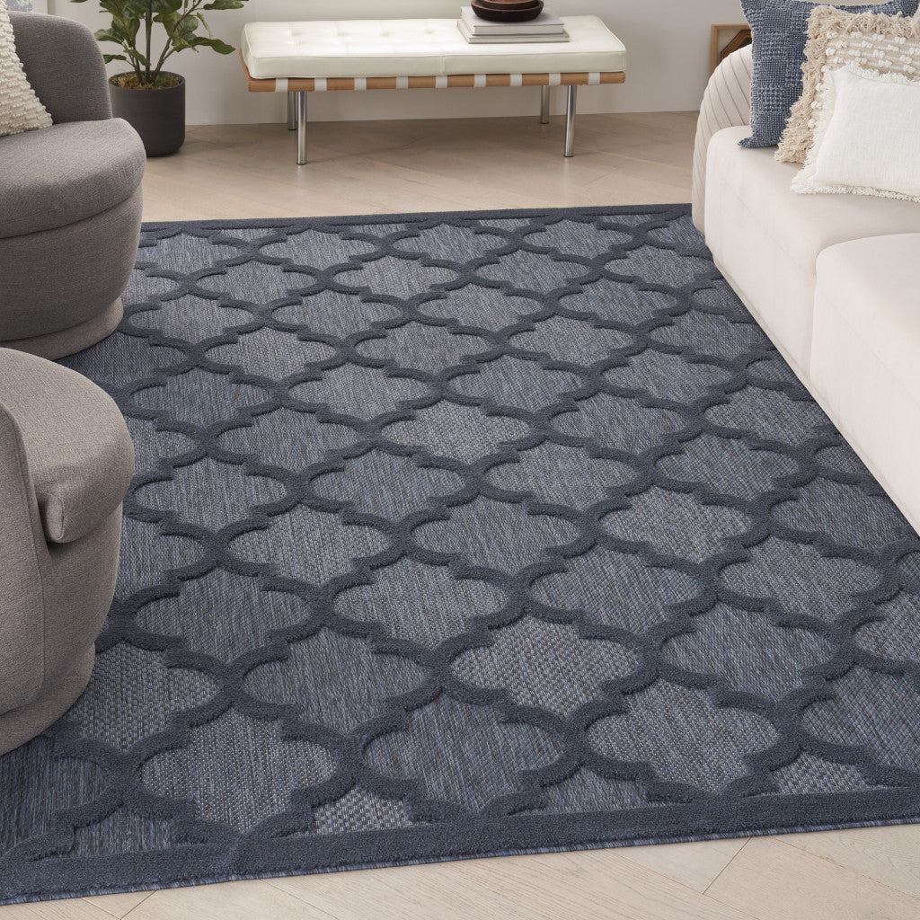 9' X 12' Navy Blue Indoor Outdoor Area Rug