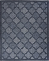 7' X 10' Navy Blue Geometric Flatweave Area Rug