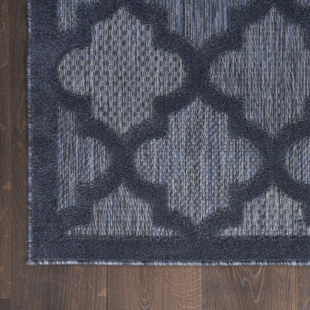 7' X 10' Navy Blue Geometric Flatweave Area Rug