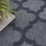 7' X 10' Navy Blue Geometric Flatweave Area Rug