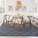 7' X 10' Navy Blue Geometric Flatweave Area Rug