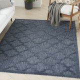 6' X 9' Navy Blue Geometric Flatweave Area Rug