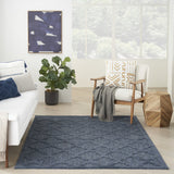 6' X 9' Navy Blue Geometric Flatweave Area Rug