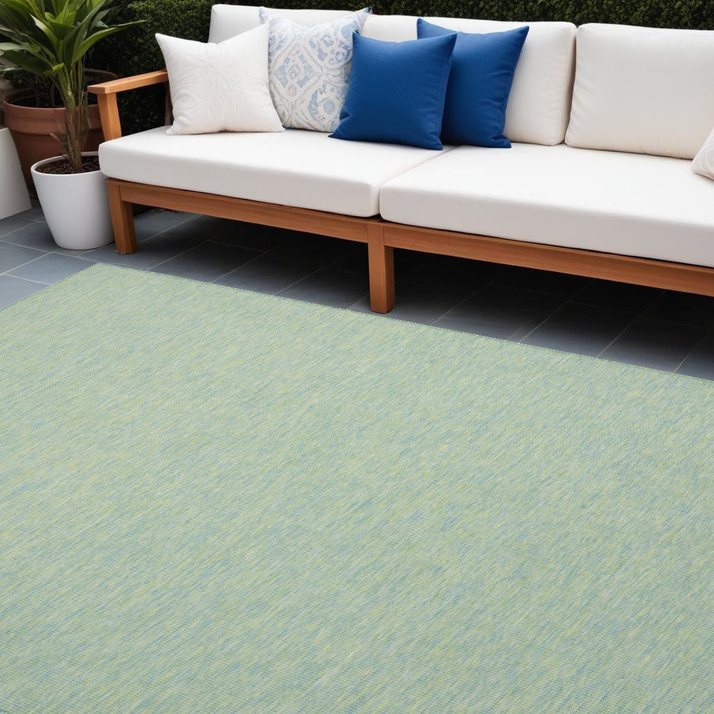 10' X 14' Blue and Green Indoor Outdoor Area Rug