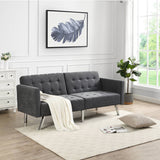 75" Dark Gray Linen Sleeper Sofa With Silver Legs