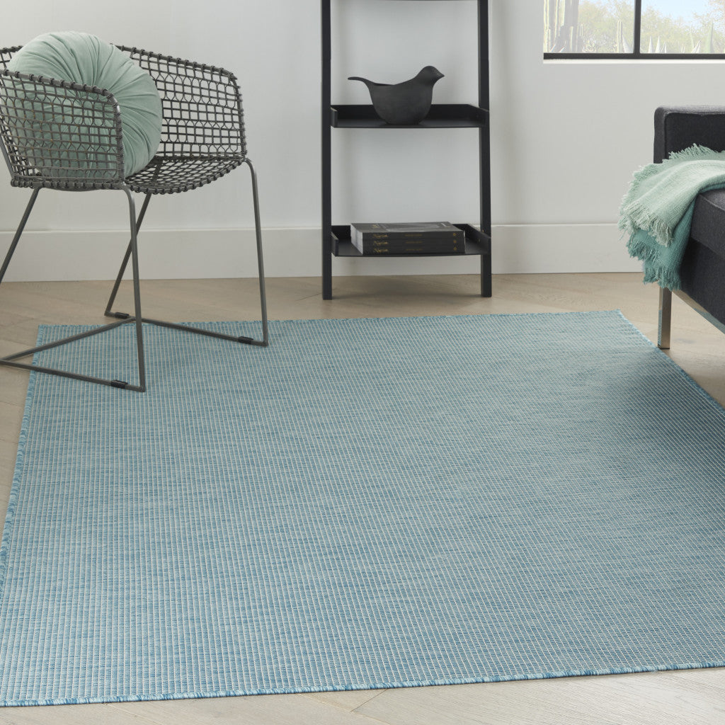 5' X 7' Aqua Indoor Outdoor Area Rug