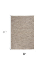 5' X 7' Beige Indoor Outdoor Area Rug