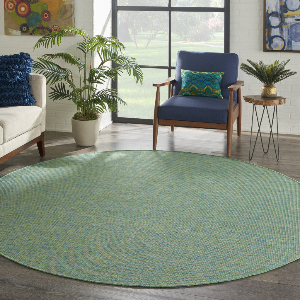 8' Blue Round Power Loom Area Rug