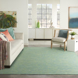 7' X 10' Blue and Green Indoor Outdoor Area Rug