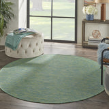 6' Blue Round Power Loom Area Rug