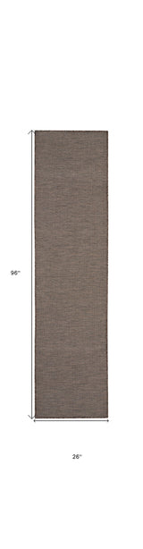 8' Brown Power Loom Runner Rug