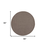 8' Brown Round Power Loom Area Rug