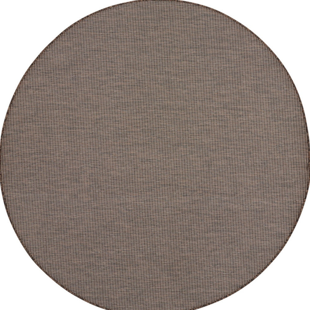 8' Brown Round Power Loom Area Rug