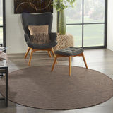 6' Brown Round Power Loom Area Rug