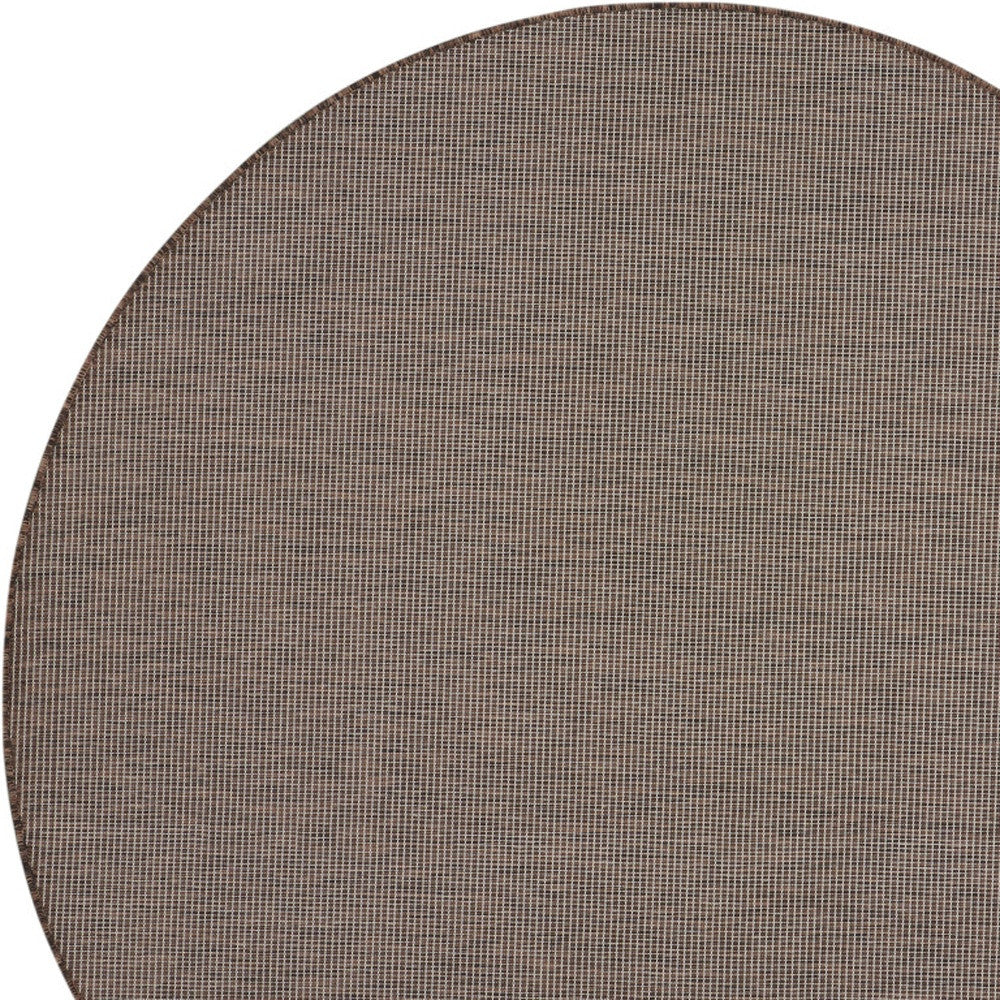 6' Brown Round Power Loom Area Rug