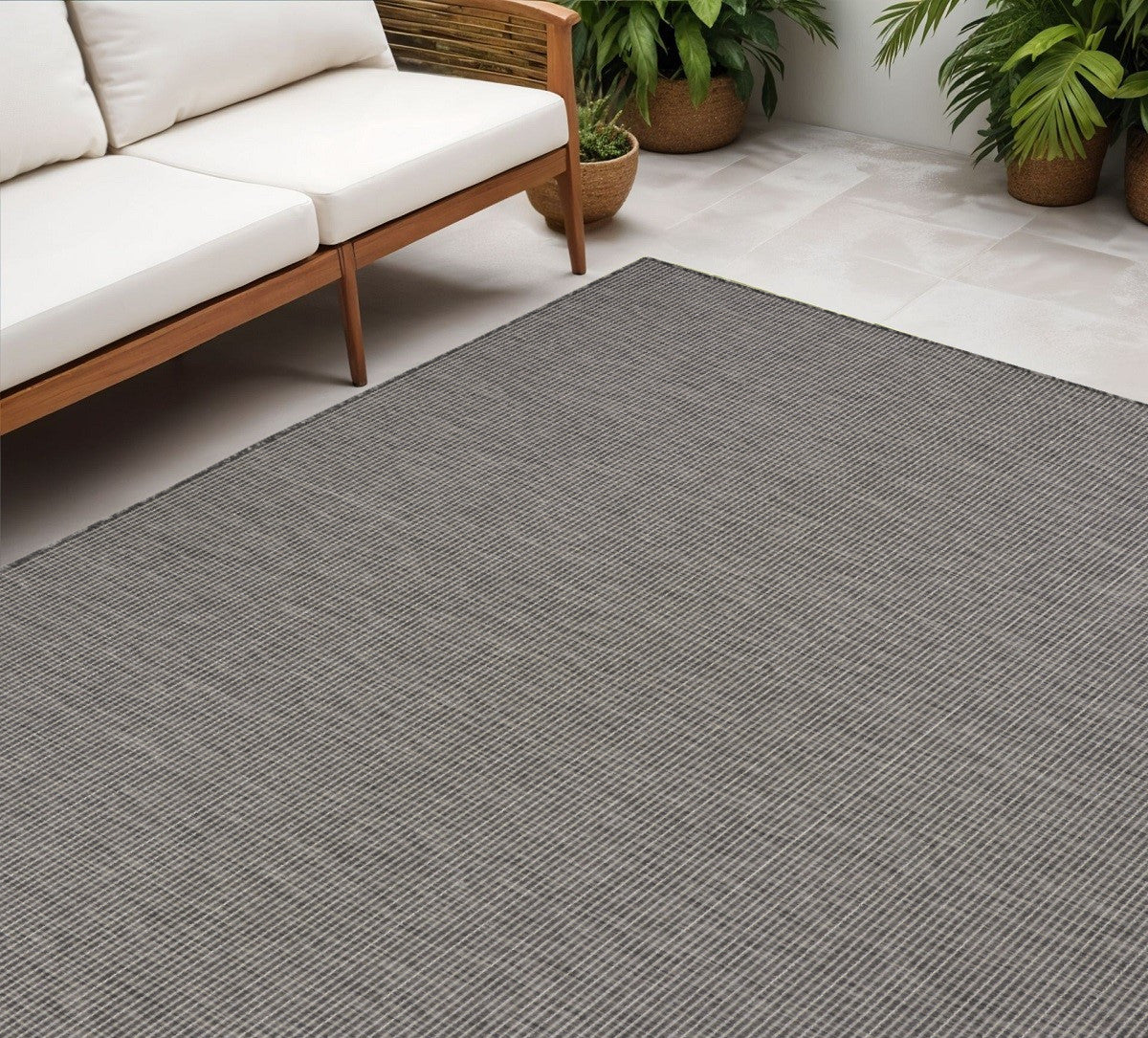 5' X 7' Charcoal Indoor Outdoor Area Rug