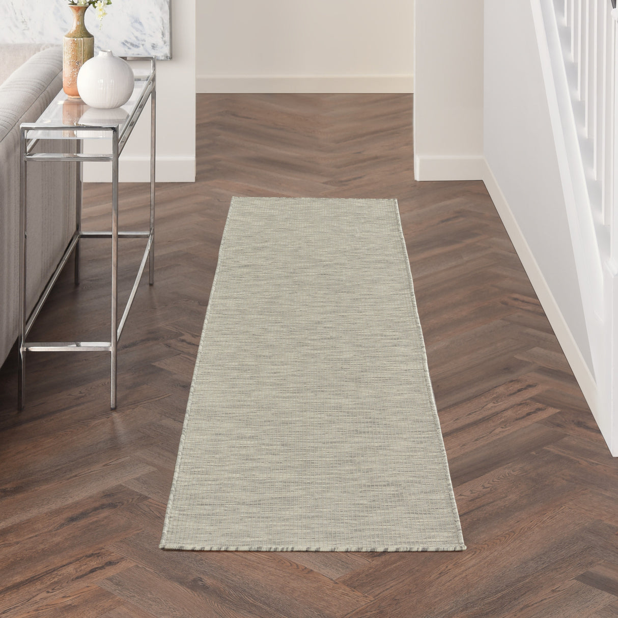 8' Gray Power Loom Runner Rug