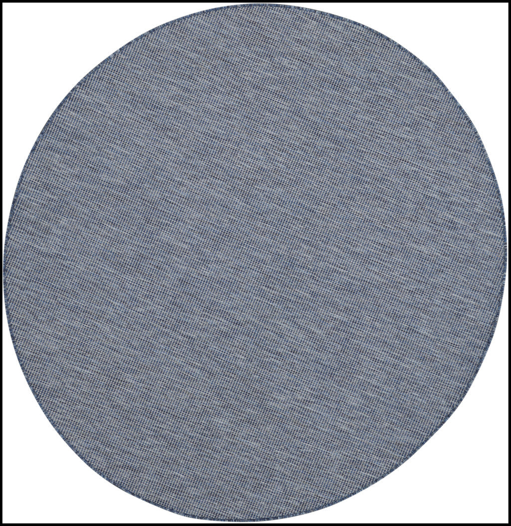 8' Navy Blue Round Power Loom Area Rug