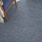 8' Navy Blue Round Power Loom Area Rug