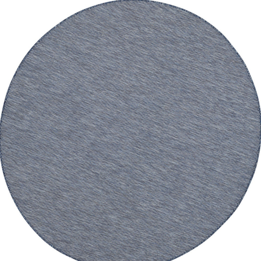 8' Navy Blue Round Power Loom Area Rug