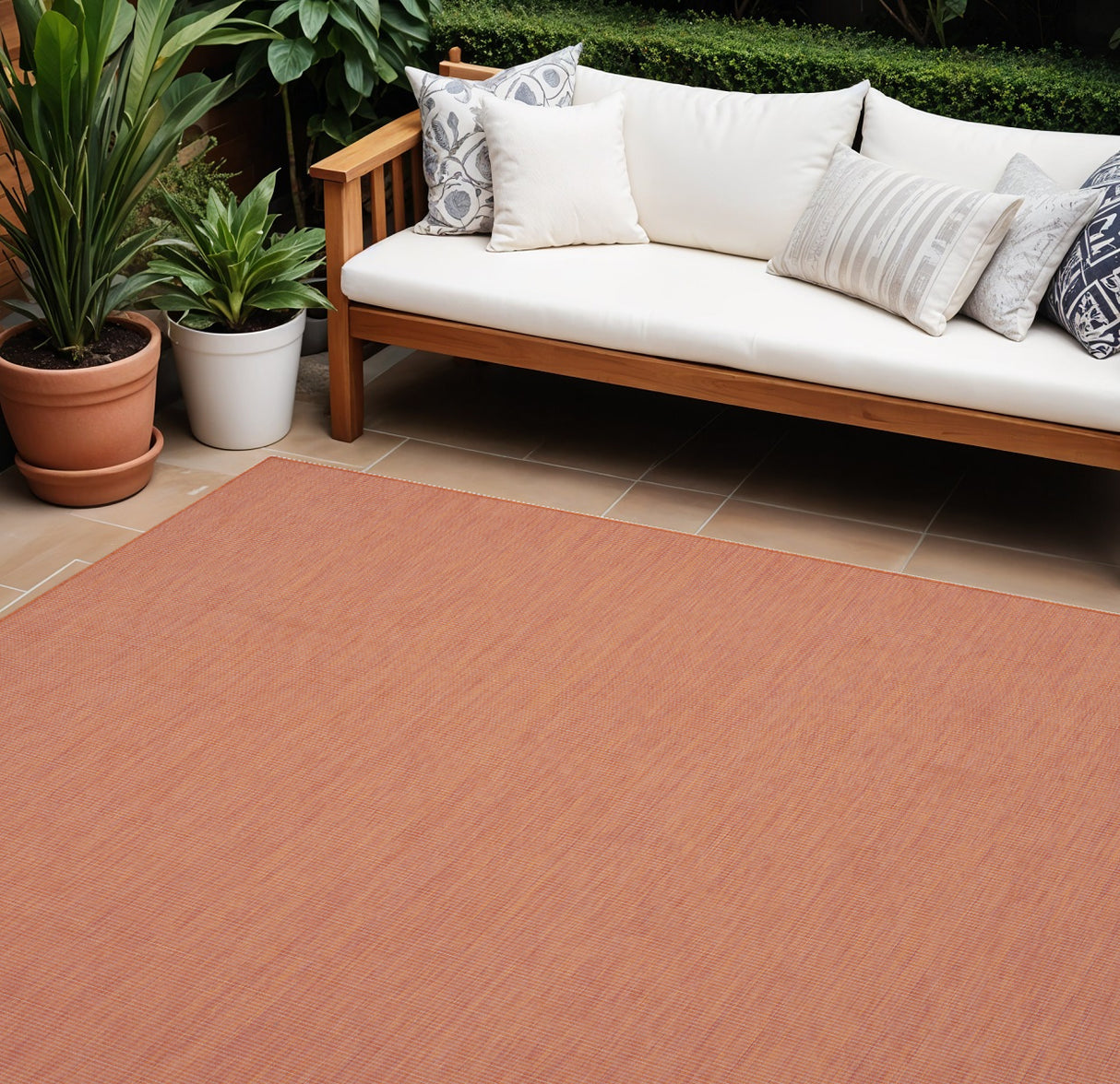 8' X 10' Terracotta Indoor Outdoor Area Rug