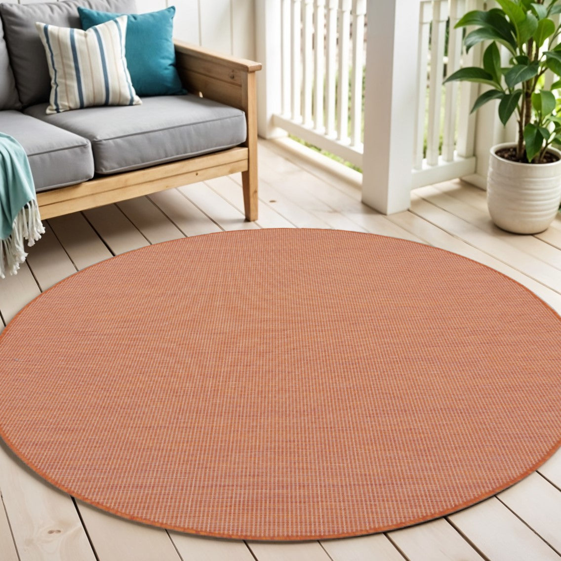 6' Terracotta Indoor Outdoor Area Rug