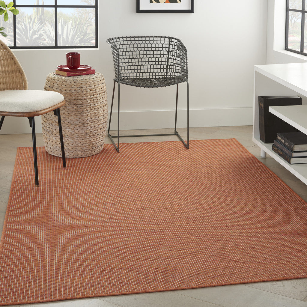 5' X 7' Terracotta Indoor Outdoor Area Rug