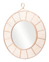 37" Natural Round Framed Accent Mirror