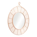 37" Natural Round Framed Accent Mirror