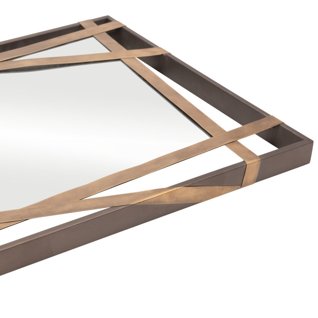 32" Gold and Black Accent Steel Mirror